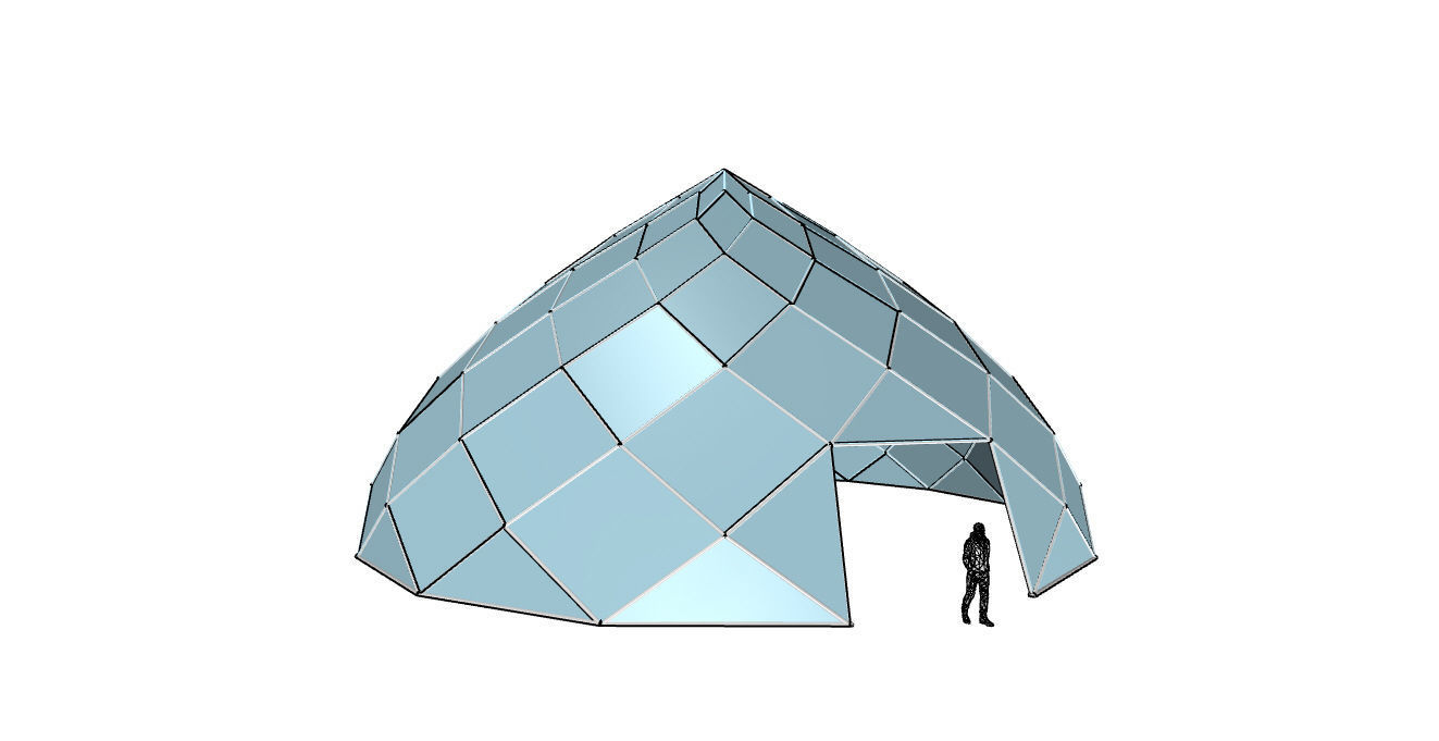 Pointed Dome with Door Opening and enclosure Panels 3D model_32