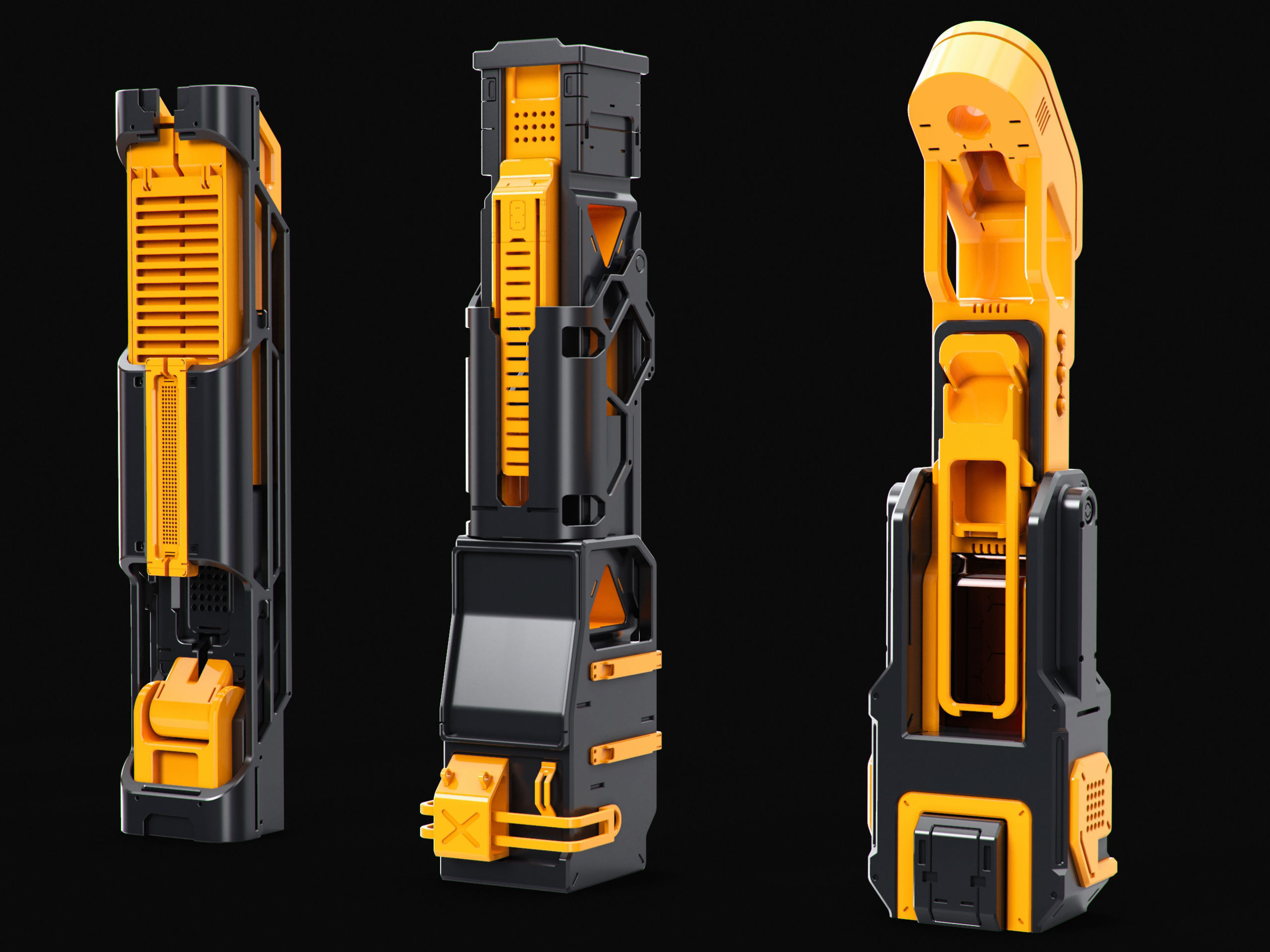Sci-Fi Hard Surface Kitbash Pillars 3D model_2