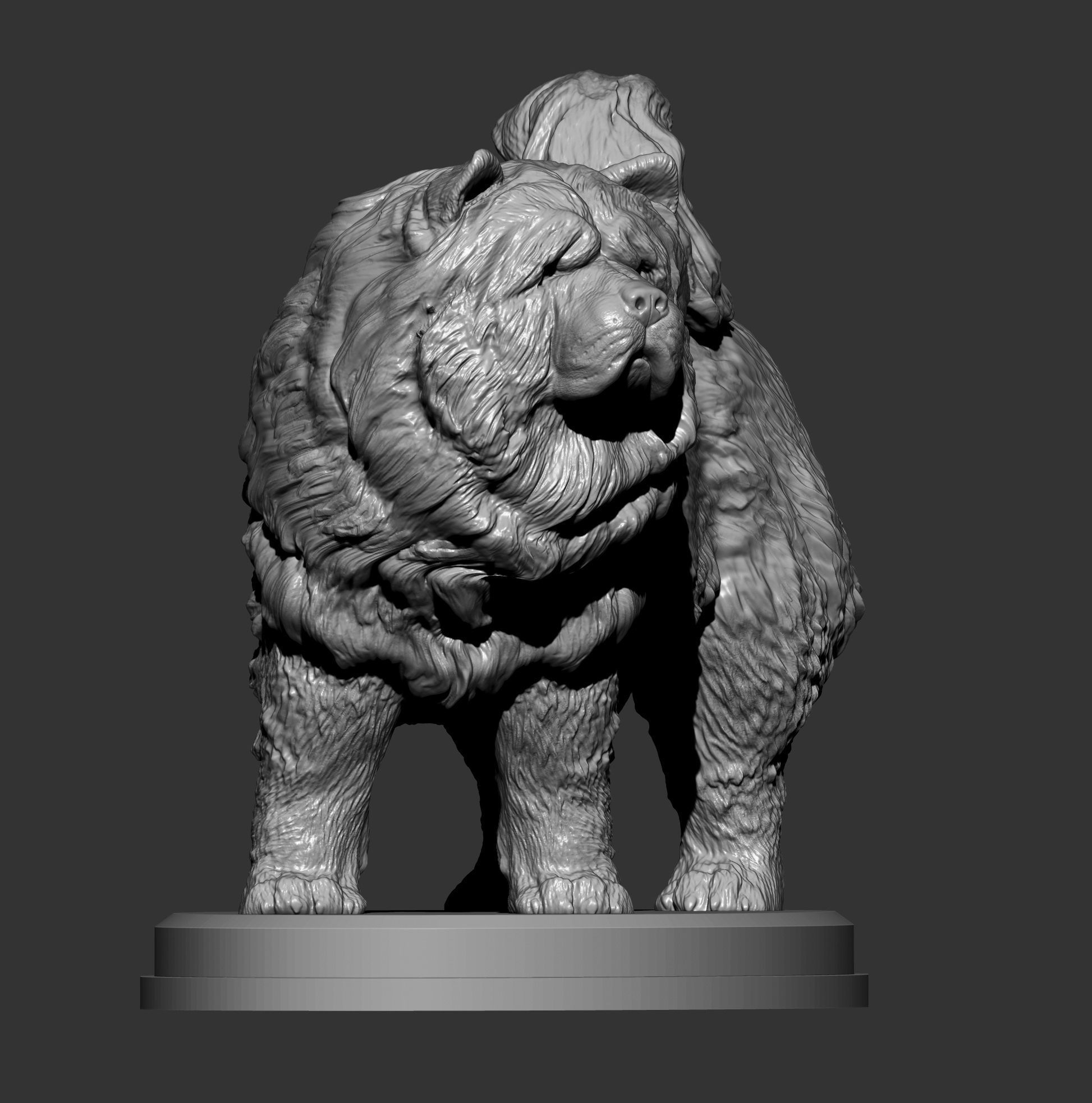 Chow Chow statue of dog 3D print model_5