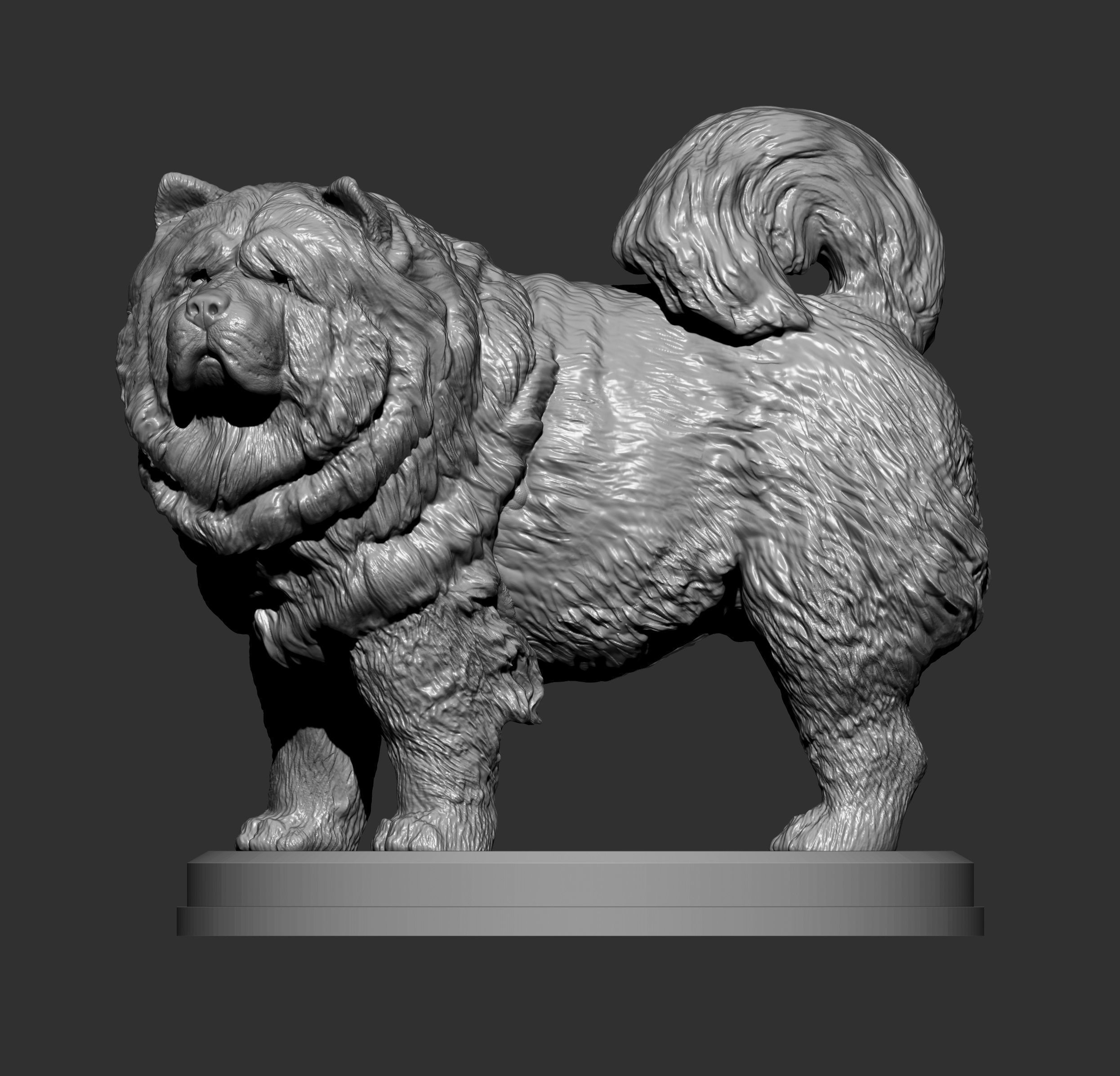 Chow Chow statue of dog 3D print model_3
