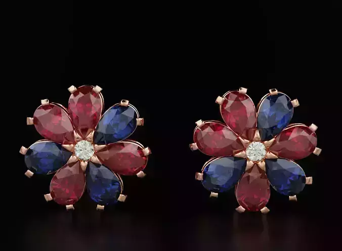 Earring flower diamonds 562