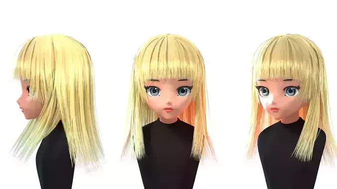 PBR ANIME HAIR LOW POLY - GAME READY
