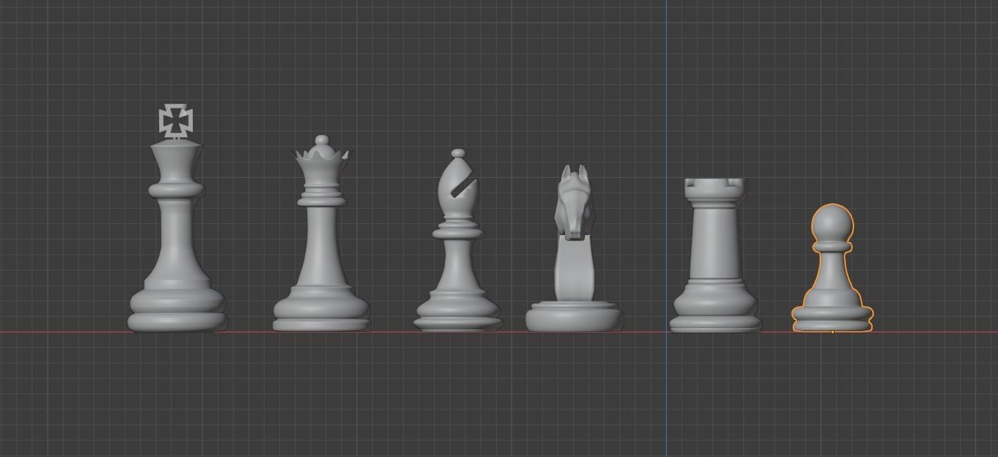 Marble chess board and pieces 3D model_5