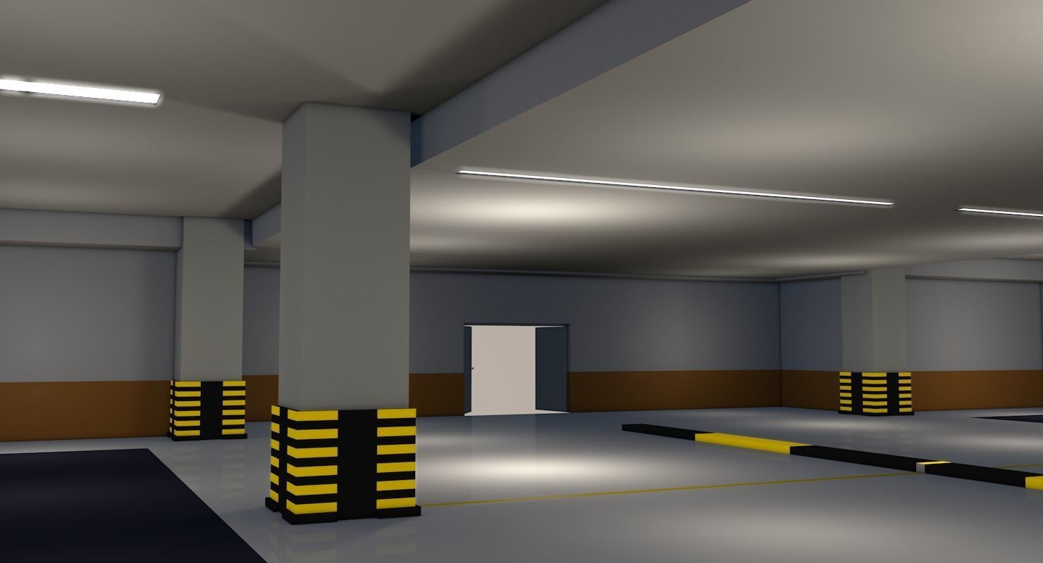 Parking Underground Low Poly  Low-poly 3D model_6