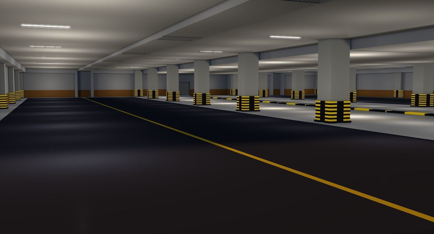 Parking Underground Low Poly  Low-poly 3D model_3