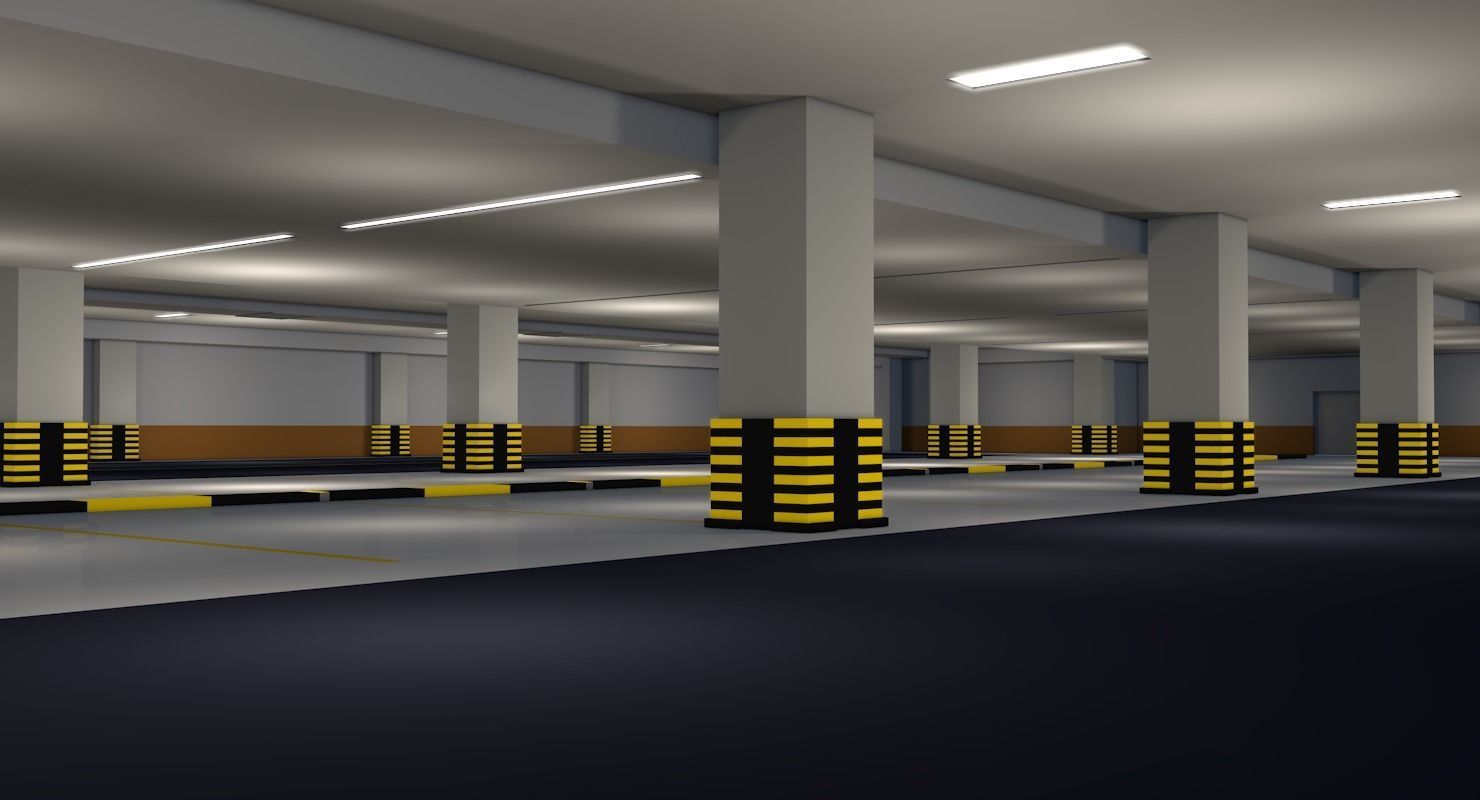 Parking Underground Low Poly  Low-poly 3D model_4