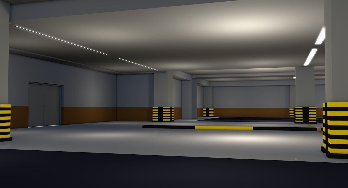 Parking Underground Low Poly  Low-poly 3D model_5