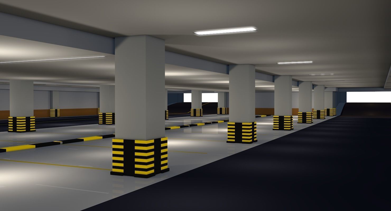 Parking Underground Low Poly  Low-poly 3D model_2