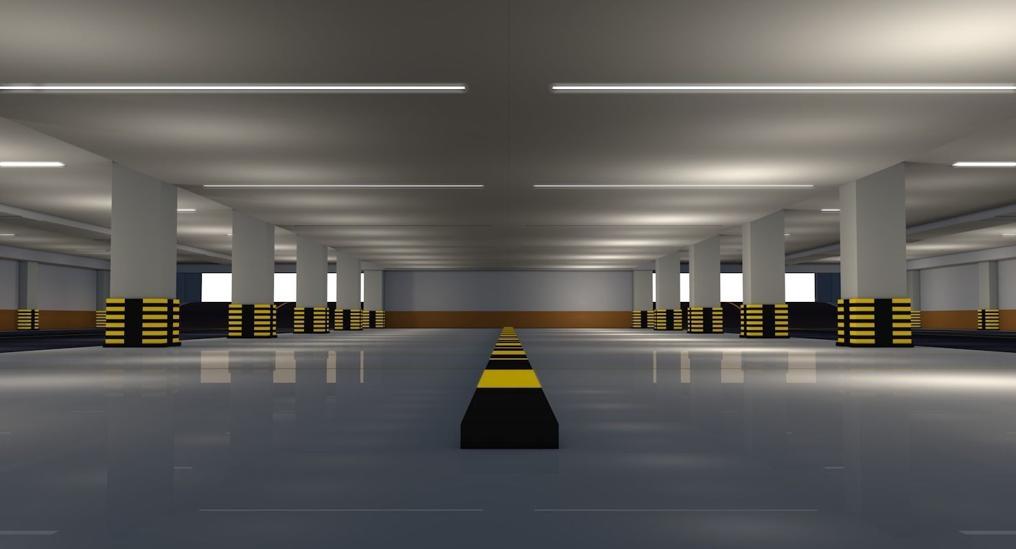 Parking Underground Low Poly  Low-poly 3D model_1