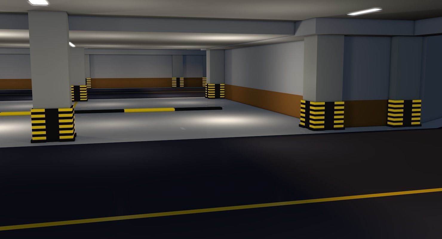 Parking Underground Low Poly  Low-poly 3D model_7