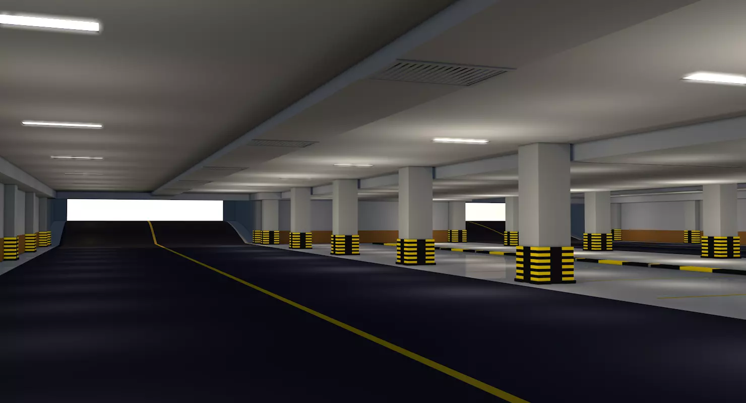 Parking Underground Low Poly  Low-poly 3D model_0