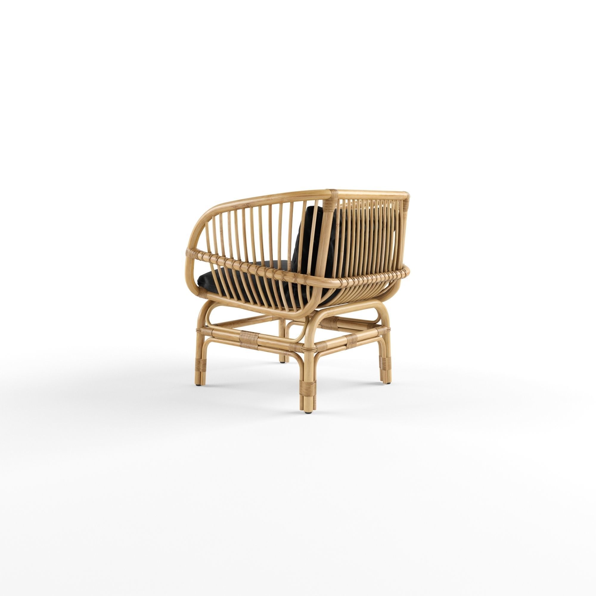 Nordal lounge chair natural rattan 3D model_2