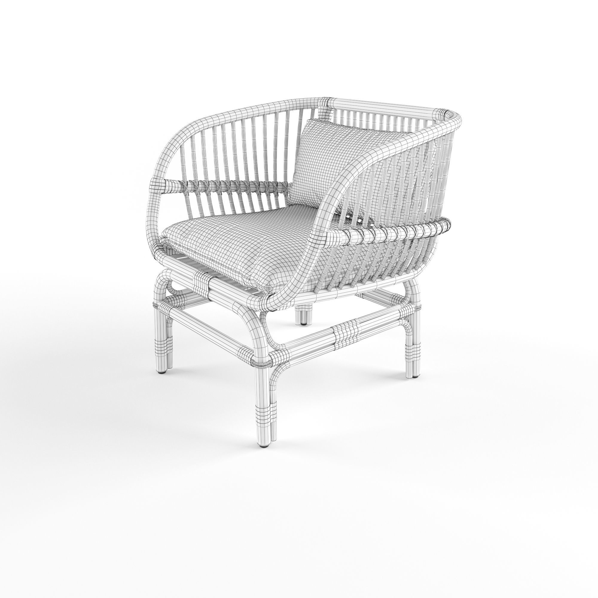 Nordal lounge chair natural rattan 3D model_5