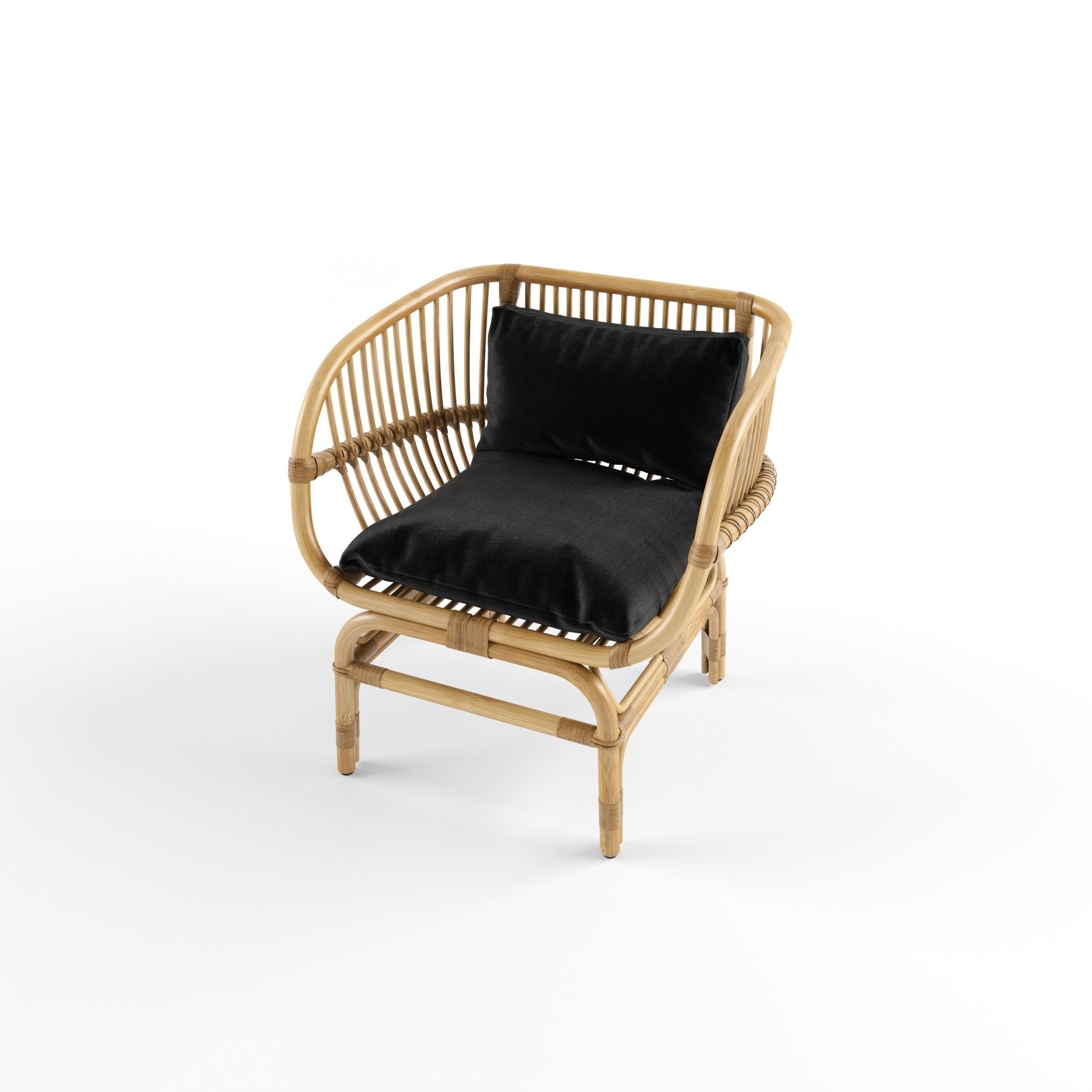 Nordal lounge chair natural rattan 3D model_1