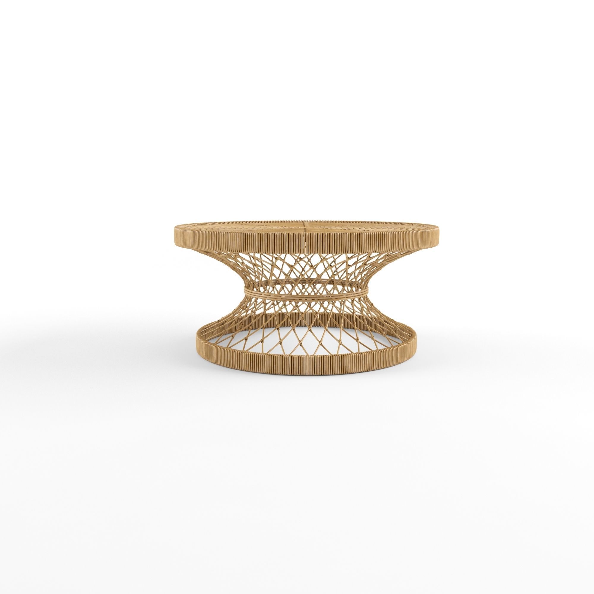 Coffee table rattan natural 3D model_2