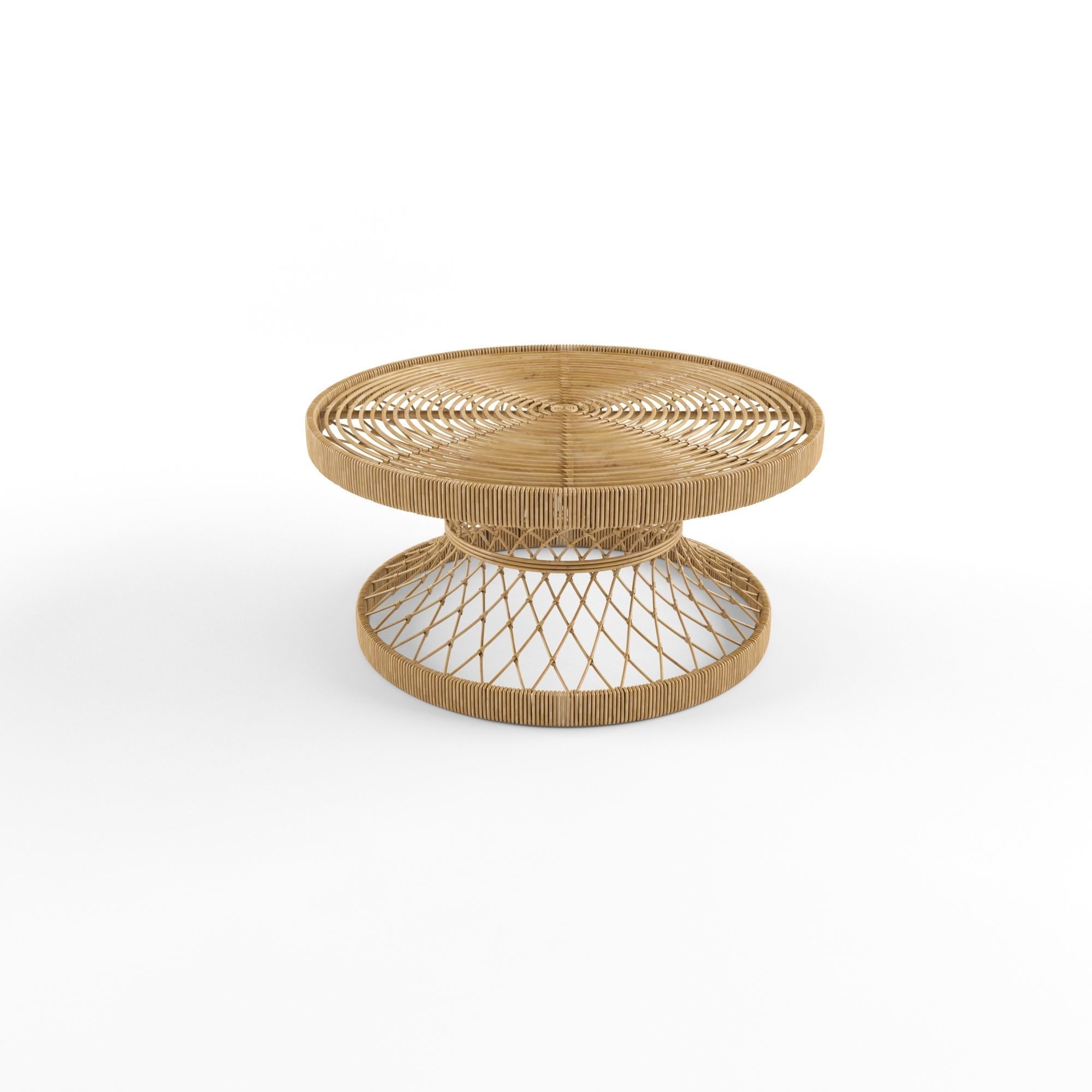Coffee table rattan natural 3D model_1