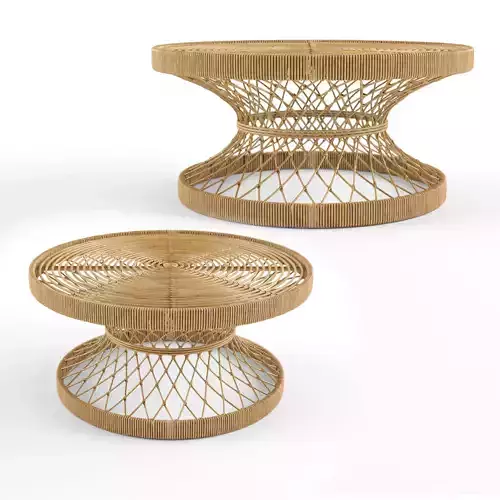 Coffee table rattan natural