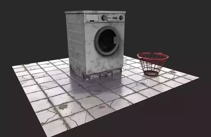 Old Washing Machine Low-poly 3D model