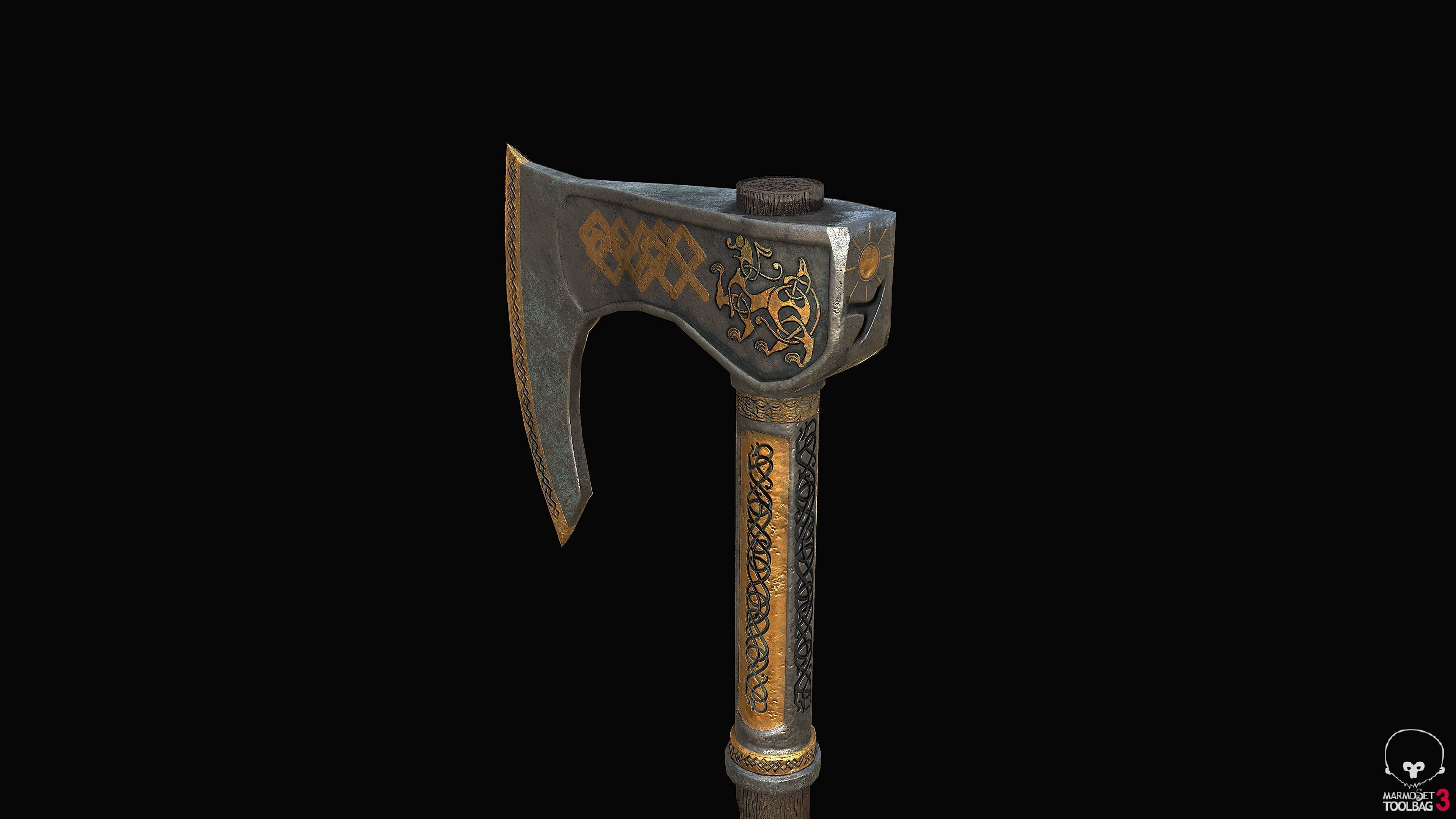 Special Viking Axe PBR Low-poly 3D model_3