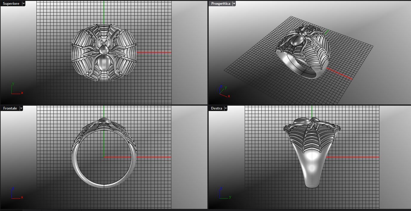 ring spider bandring 3D print model_7
