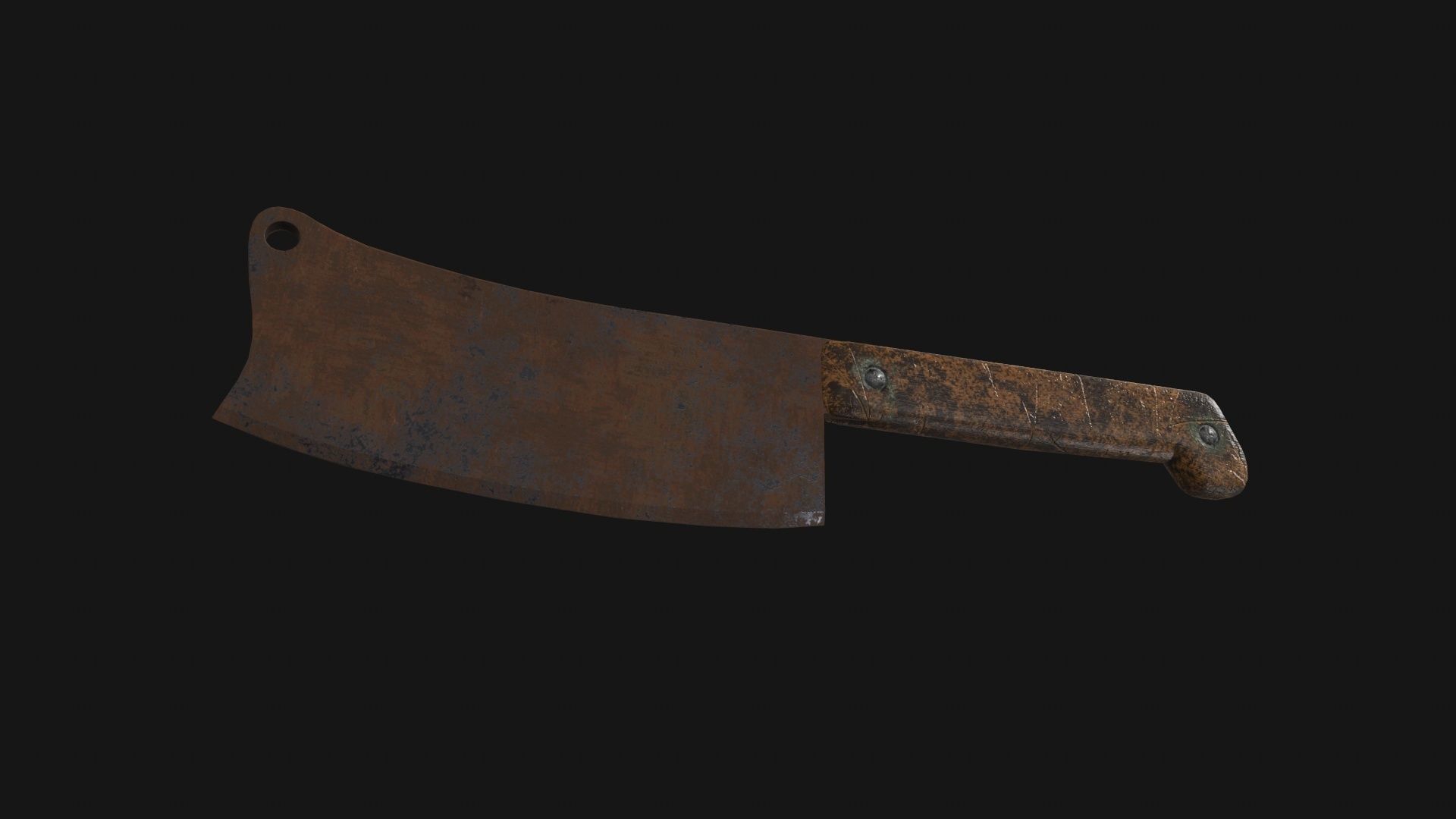 Cleaver Knife Rusty Old Clean PBR Game Ready Low-poly 3D model_5