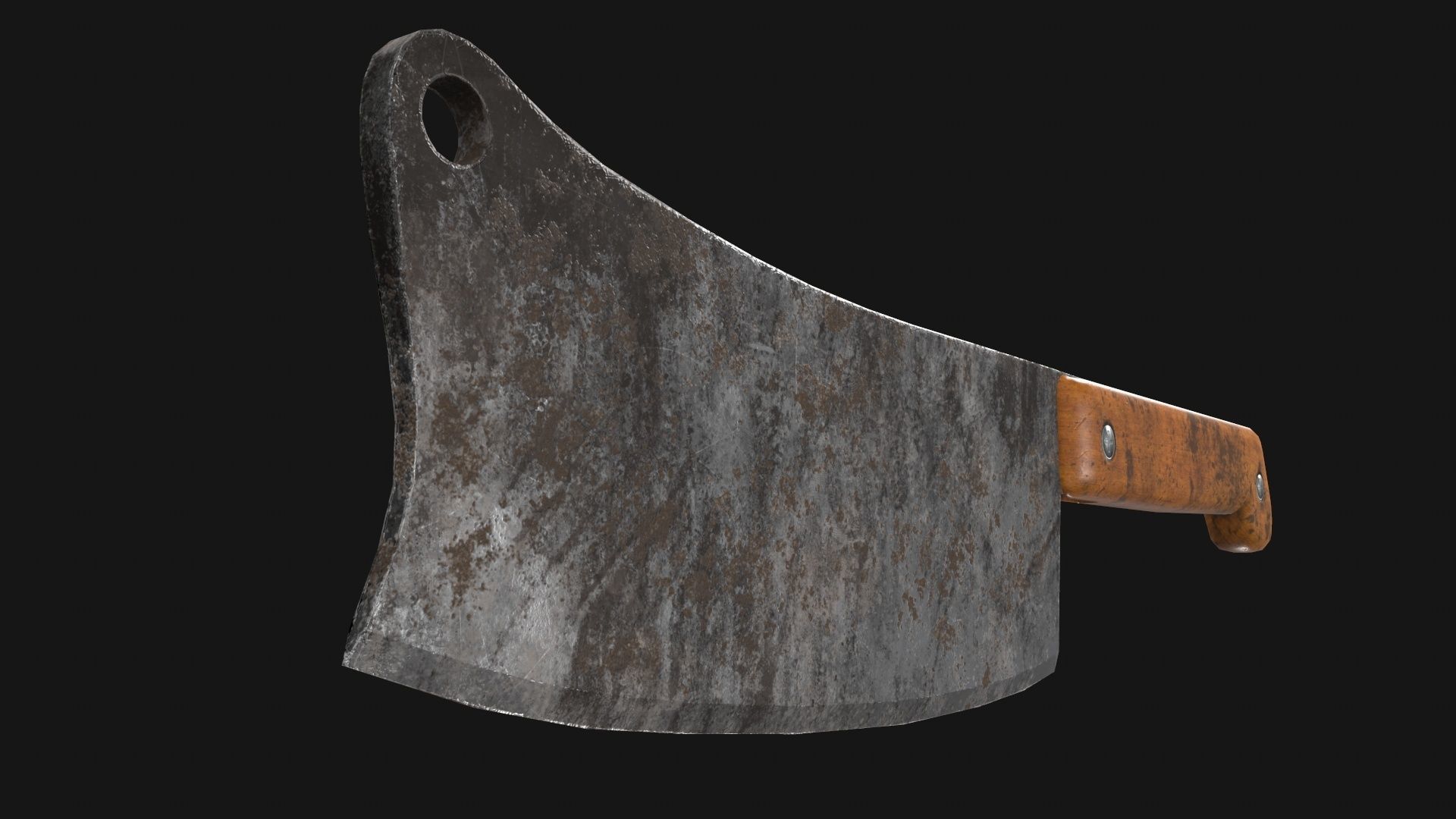 Cleaver Knife Rusty Old Clean PBR Game Ready Low-poly 3D model_19