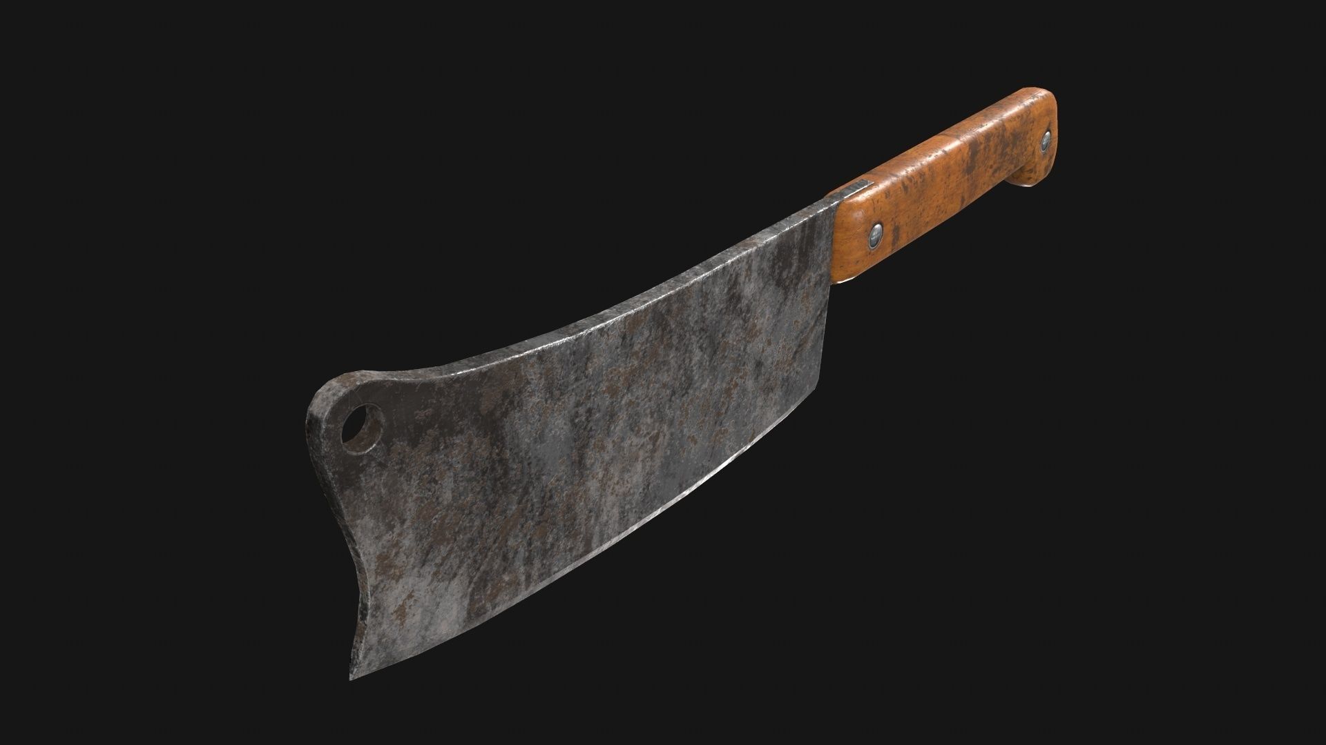 Cleaver Knife Rusty Old Clean PBR Game Ready Low-poly 3D model_13
