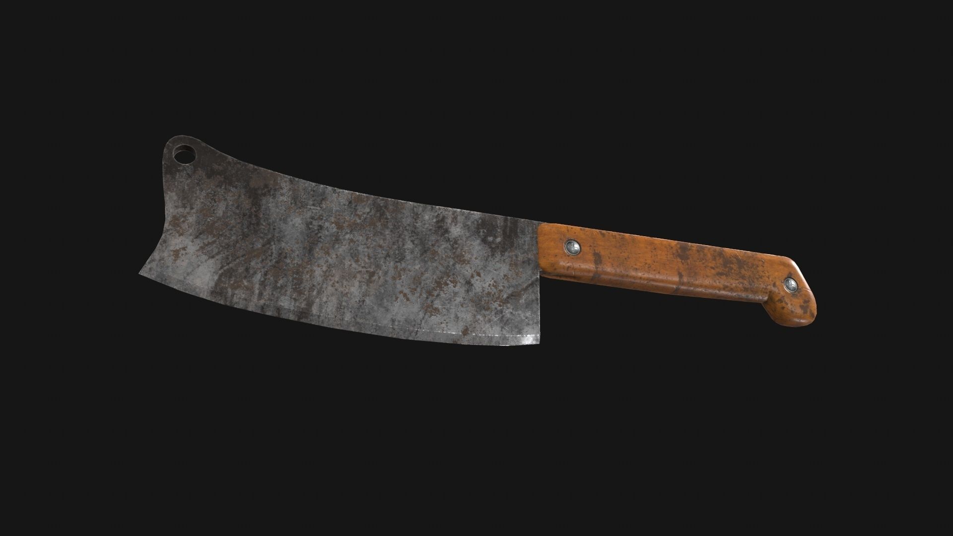 Cleaver Knife Rusty Old Clean PBR Game Ready Low-poly 3D model_4