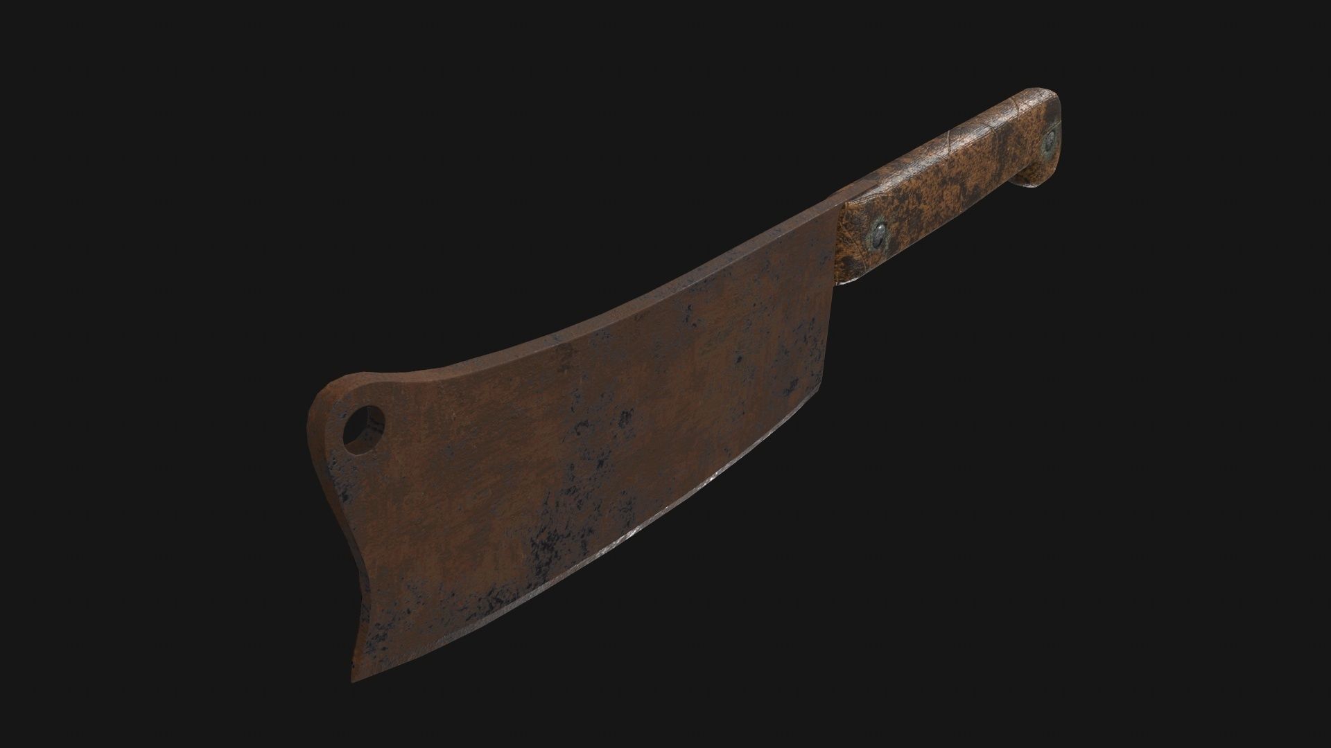Cleaver Knife Rusty Old Clean PBR Game Ready Low-poly 3D model_12