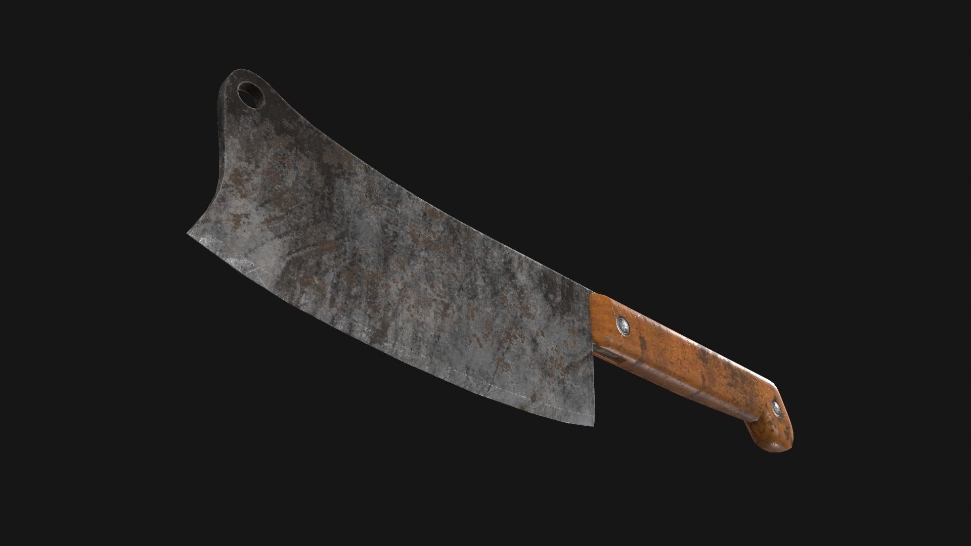 Cleaver Knife Rusty Old Clean PBR Game Ready Low-poly 3D model_16
