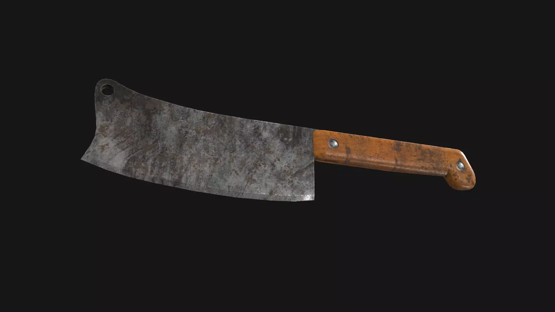 Cleaver Knife Rusty Old Clean PBR Game Ready Low-poly 3D model_0