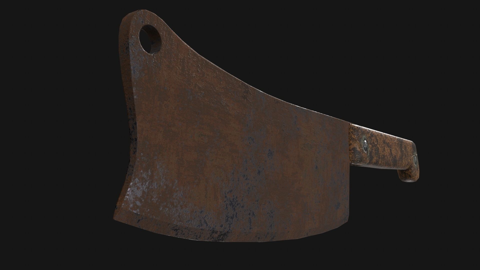 Cleaver Knife Rusty Old Clean PBR Game Ready Low-poly 3D model_18