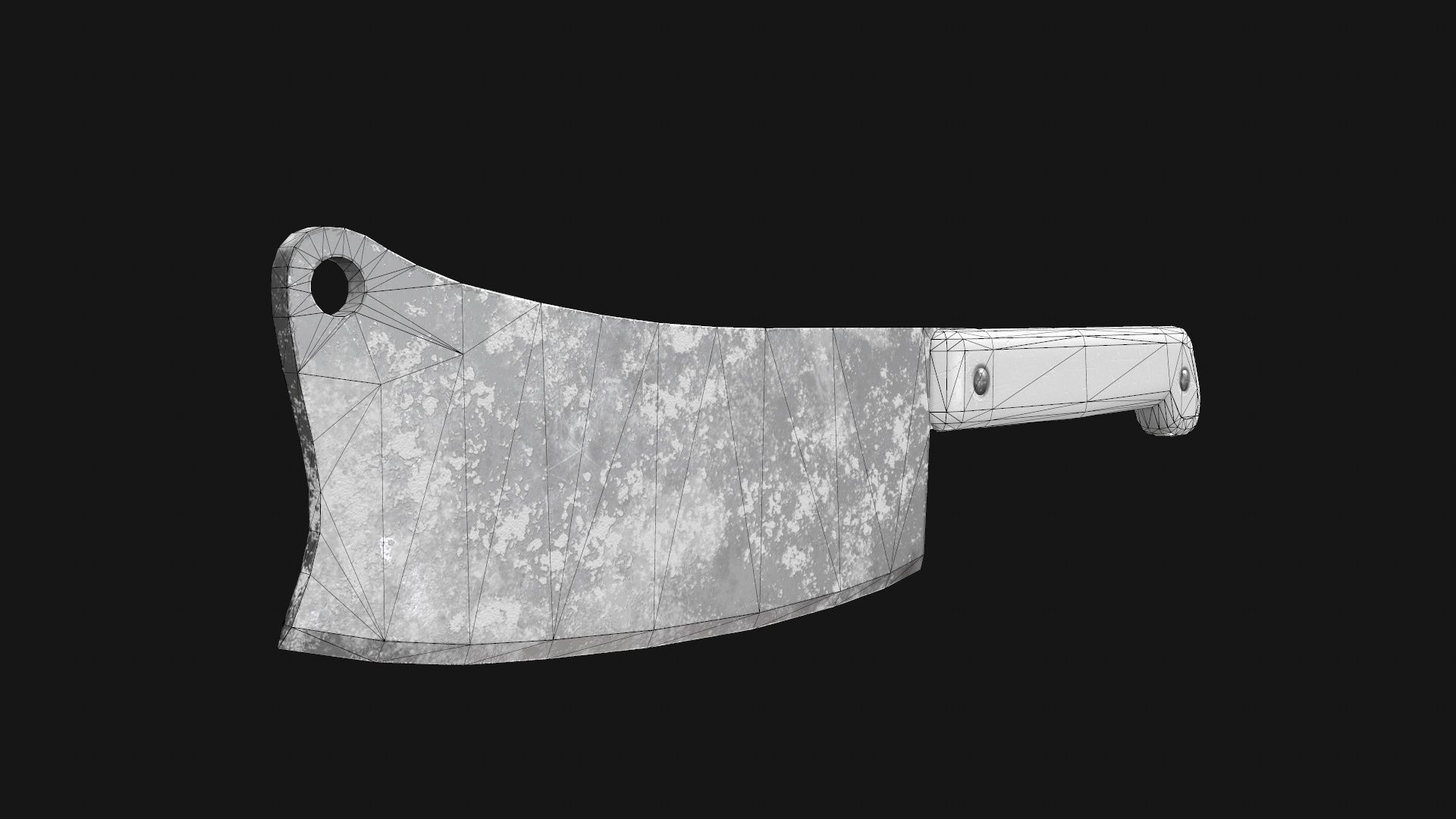 Cleaver Knife Rusty Old Clean PBR Game Ready Low-poly 3D model_27