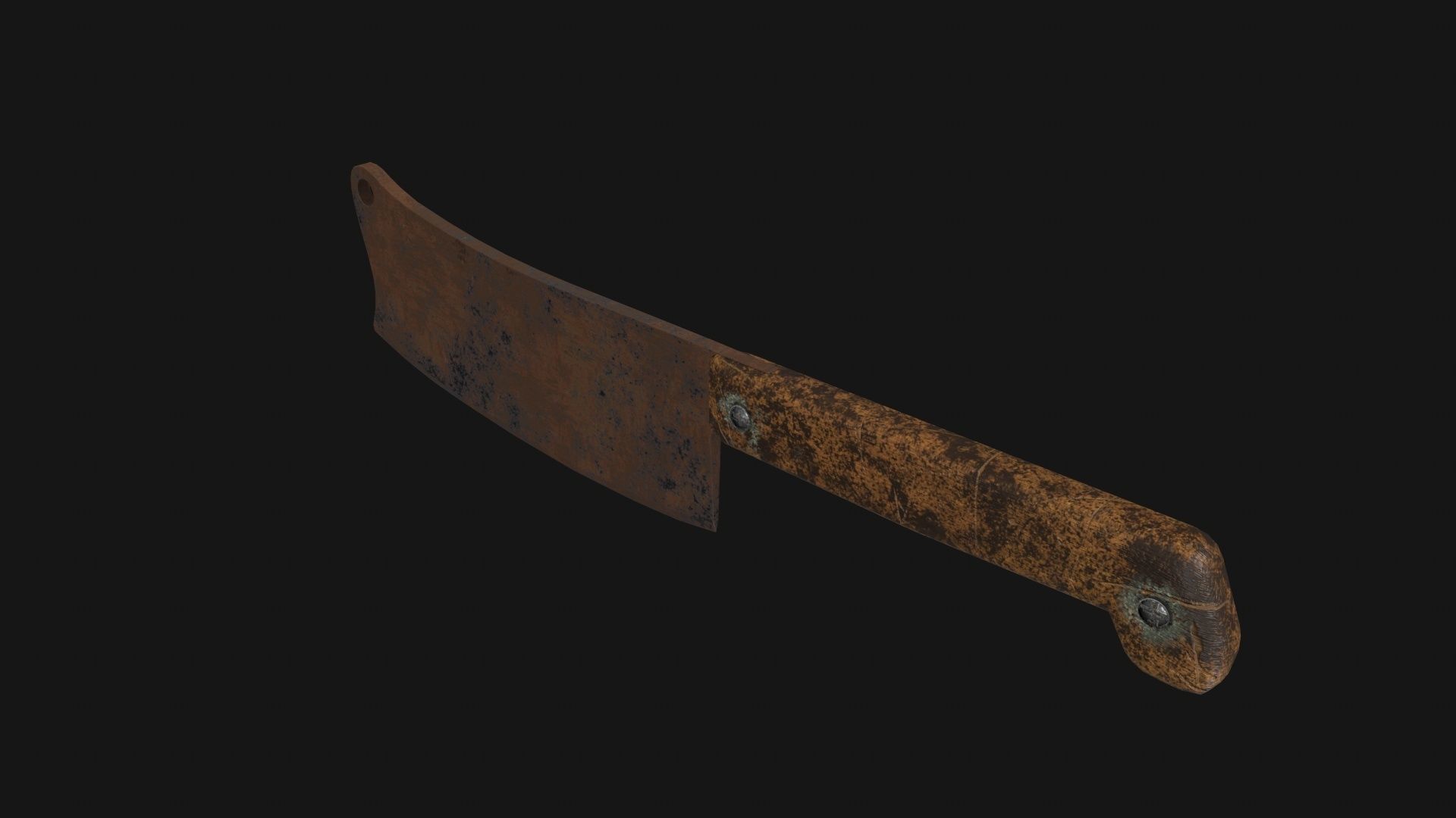 Cleaver Knife Rusty Old Clean PBR Game Ready Low-poly 3D model_11