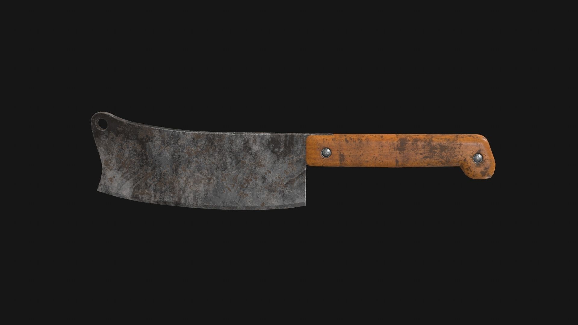 Cleaver Knife Rusty Old Clean PBR Game Ready Low-poly 3D model_7