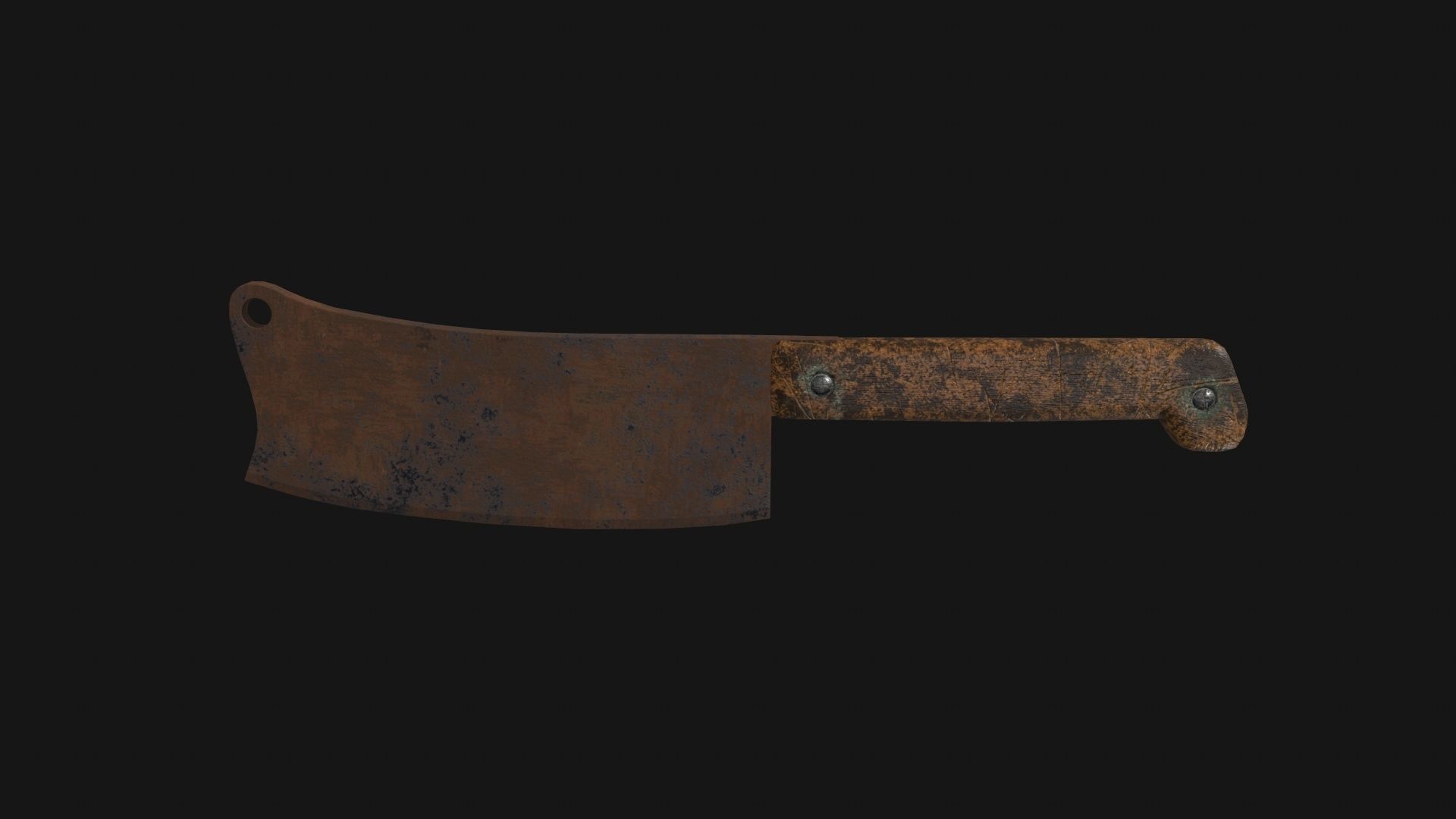 Cleaver Knife Rusty Old Clean PBR Game Ready Low-poly 3D model_6