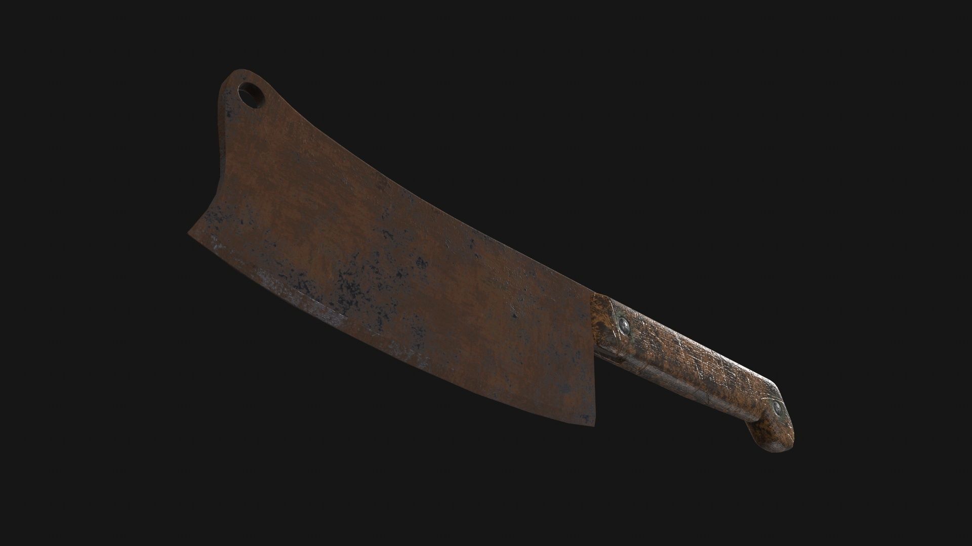 Cleaver Knife Rusty Old Clean PBR Game Ready Low-poly 3D model_17