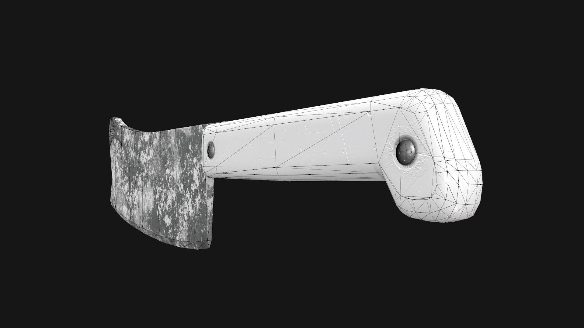 Cleaver Knife Rusty Old Clean PBR Game Ready Low-poly 3D model_25