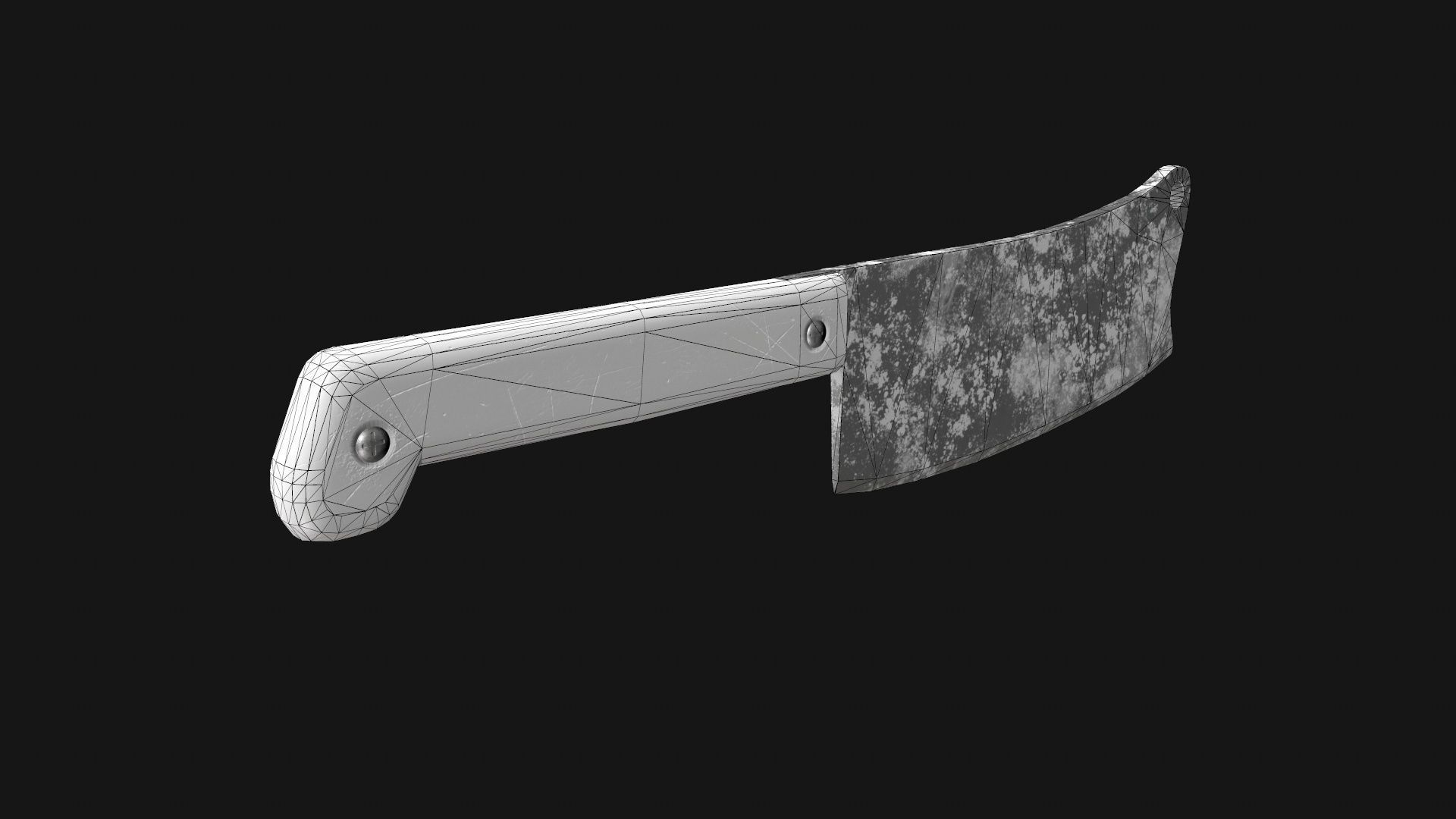 Cleaver Knife Rusty Old Clean PBR Game Ready Low-poly 3D model_29