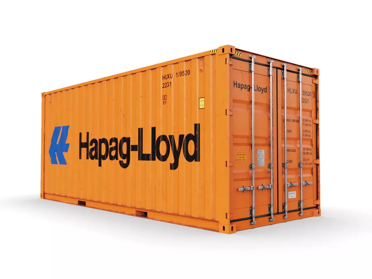 20 feet Hapag-Lloyd standard shipping container 3D model_0