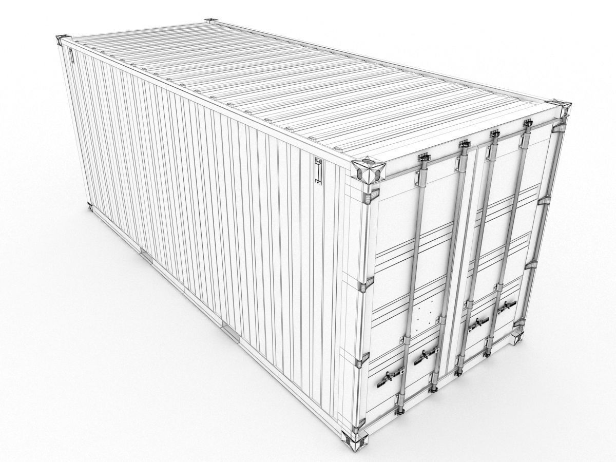 20 feet Hapag-Lloyd standard shipping container 3D model_11