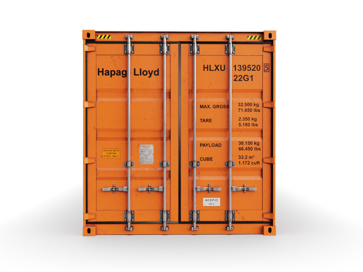 20 feet Hapag-Lloyd standard shipping container 3D model_5