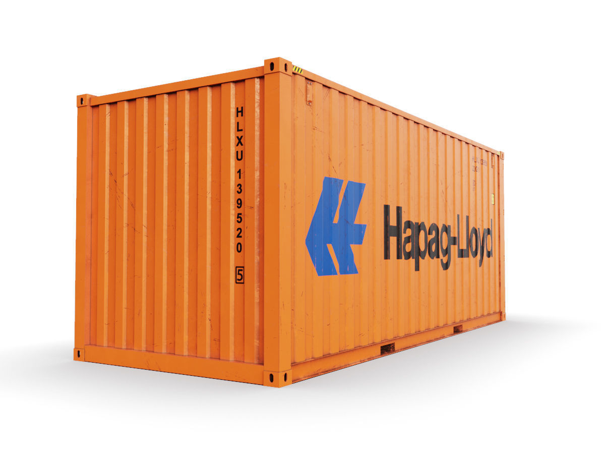 20 feet Hapag-Lloyd standard shipping container 3D model_2