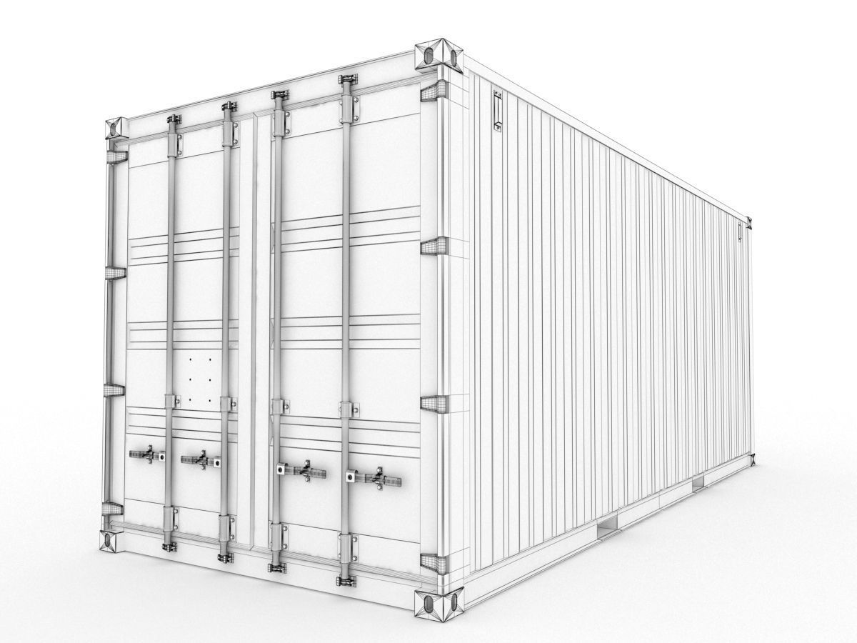 20 feet Hapag-Lloyd standard shipping container 3D model_8
