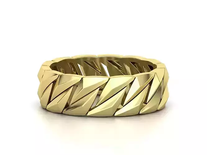 FACET CUBAN CHAIN RING MIAMI RING 7mm Wide 3dmodel 3D print model
