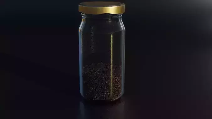 Jar model glass bottle with powder inside