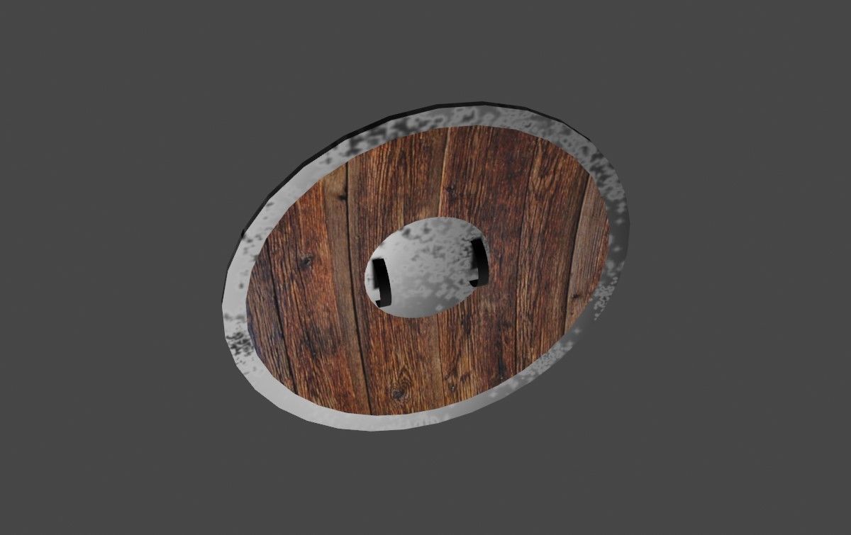 Medieval Wood Shield - Escudo Low-poly 3D model_1