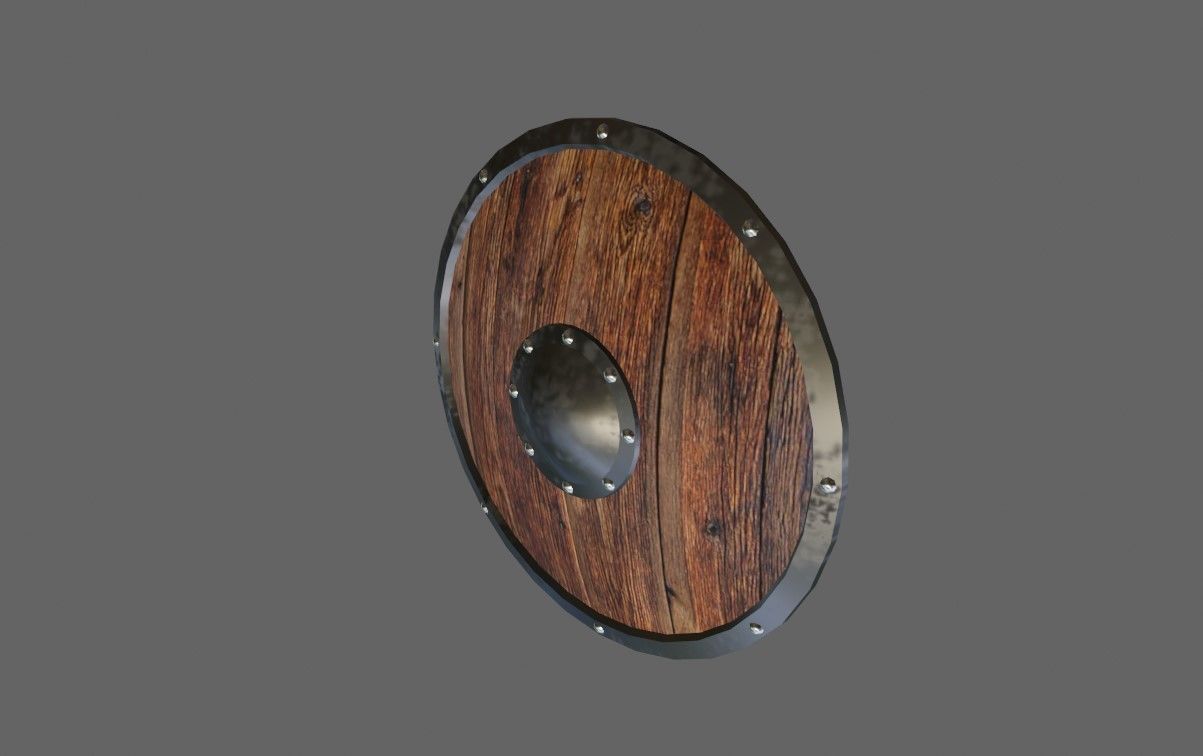 Medieval Wood Shield - Escudo Low-poly 3D model_9
