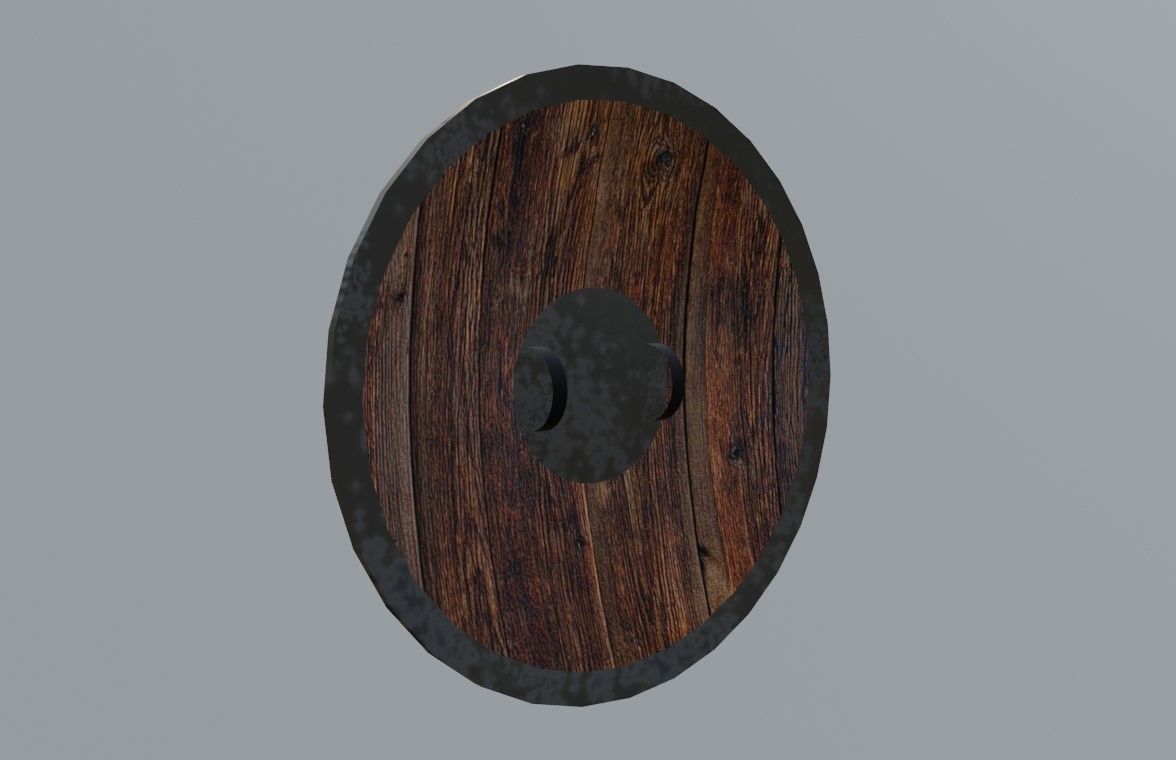 Medieval Wood Shield - Escudo Low-poly 3D model_4