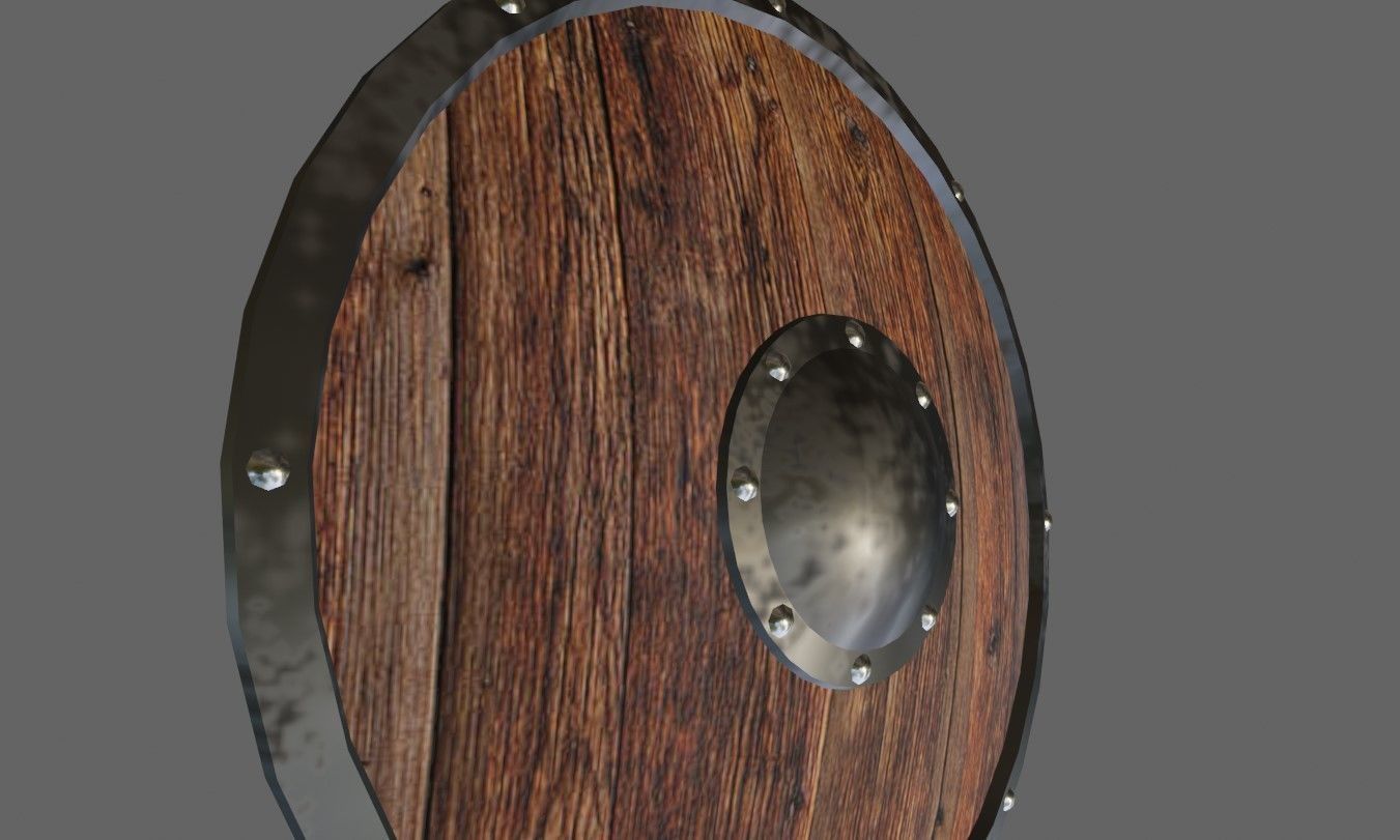 Medieval Wood Shield - Escudo Low-poly 3D model_2